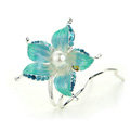 U Shape HairPin Crystal Rhinestone Flower Hair Comb Clip Fork Stick - Green