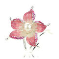 U Shape HairPin Crystal Rhinestone Flower Hair Comb Clip Fork Stick - Pink