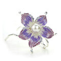 U Shape HairPin Crystal Rhinestone Flower Hair Comb Clip Fork Stick - Purple