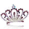 Alloy Crown Bride Hair Accessories Crystal Rhinestone Hair Pin Clip Combs - Purple