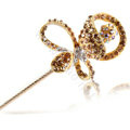 Bling Rhinestone Crystal Flower Hairpin Hair Clasp Clip Fork Stick - Champagne