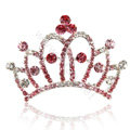 Crown Alloy Bride Hair Accessories Rhinestone Crystal Hair Pin Clip Combs - Pink