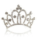 Crown Alloy Bride Hair Accessories Rhinestone Crystal Hair Pin Clip Combs - White
