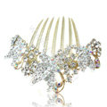 Elegant Hair Accessories Rhinestone Crystal Butterfly Alloy Hair Combs Clip - White