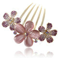 Elegant Hair Accessories Rhinestone Crystal Flower Alloy Hair Combs Clip - Purple
