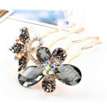 Hair Accessories Alloy Rhinestone Crystal Butterfly Hair Pin Clip Fork Combs - Gray