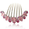 Hair Accessories Alloy Rhinestone Crystal Flower Elegant Hair Combs Clip - Pink