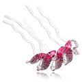 Hair Accessories Crystal Rhinestone Alloy Bridal Combs Hair Pin Clip Fork - Red