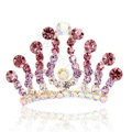 Hair Accessories Crystal Rhinestone Alloy Crown Hair Pin Combs Clip - Purple