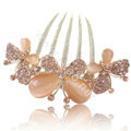 Hair Accessories Rhinestone Crystal Butterfly Alloy Hair Clip Combs - Champagne
