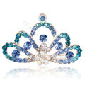 Mini Crown Alloy Hair Accessories Rhinestone Crystal Hair Pin Clip Combs - Blue