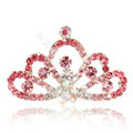 Mini Crown Alloy Hair Accessories Rhinestone Crystal Hair Pin Clip Combs - Pink