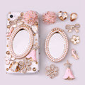 Pink Pearl Mirror Flower Rhinestone Crystal DIY Cell Phone Case Cover Deco Den Kits