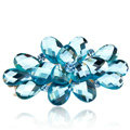 Big Crystal Rhinestone Flower Hair Barrette Clip Metal Hairpin - Blue