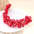 Bridal Jewelry Red crystal pearl headpiece headband floral Wedding hair accessories