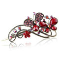 Crystal Rhinestone Butterfly Retro Hairpin Duckbill Clip Hair Slide Clamp - Red
