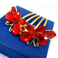 Wedding Hairpins bridal hair jewelry crystal rhinestone red butterfly hair Combs