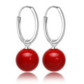 10X25mm Red south sea shell pearl earrings 925 sterling silver hoop earrings