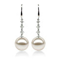 925 sterling silver Natural freshwater pearl earrings long Eardrop 9X9.5mm