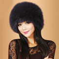 Fashion Women Fox Fur Hats Winter Warm Whole Leather lei feng Caps - Dark blue