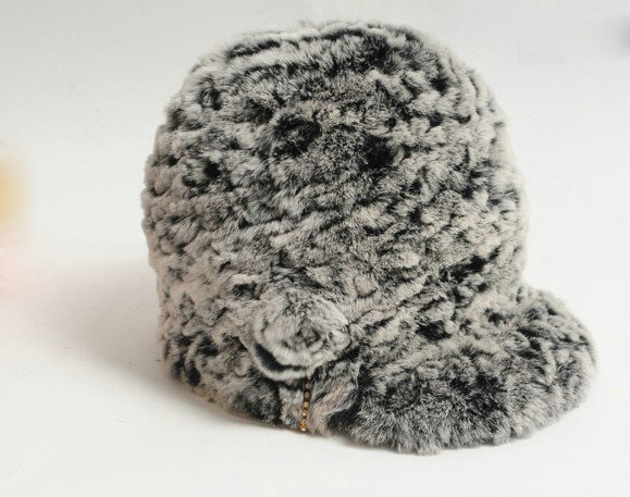 Buy Wholesale Women Knitted Rex Rabbit Fur Hats Thicker Winter Handmade ...