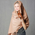 100% Wool Wraps Rabbit Fur Scarf Shawls Female Winter Warm Pashmina - Apricot