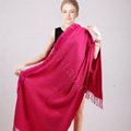 100% Wool Wraps Rabbit Fur Scarf Shawls Female Winter Warm Pashmina - Rose