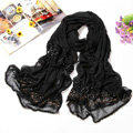 Fashion grid long scarf shawl women warm cotton silk diamond wrap scarves - Black