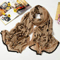 Fashion grid long scarf shawl women warm cotton silk diamond wrap scarves - Brown