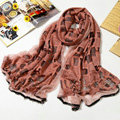 Fashion grid long scarf shawl women warm cotton silk diamond wrap scarves - Light red