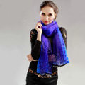 Fashion organza long scarf shawl women warm silk diamond wrap scarves - Blue