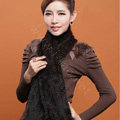 Genuine Knitted Mink fur scarf women winter warm female Tassel neck wraps - Black
