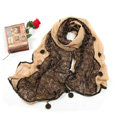 High-end Fashion long scarf shawl women warm lace chiffon wrap scarves - Khaki