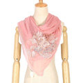 High end fashion flower triangle silk scarf shawl women soft thin wrap scarves - Pink