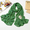 High end fashion long silk skull scarf shawl women warm wrap scarves - Green