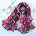 High end fashion sequin embroidery flower lace silk scarf shawl women wrap scarves - Black rose