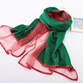 High-end fashion women 100%silk long soft two layer warm scarf shawl wrap - Green