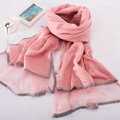 High-end fashion women 100%silk long soft two layer warm scarf shawl wrap - Pink