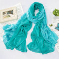 High-end fashion women big long embroidery chiffon silk scarf shawl wrap - Blue