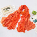 High-end fashion women big long embroidery chiffon silk scarf shawl wrap - Orange