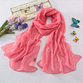 High-end fashion women long diamond embroidery mulberry silk scarf shawl wrap - Pink