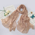 High-end fashion women long rose embroidery mulberry silk scarf shawl wrap - Khaki