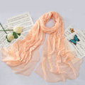 High-end fashion women long rose embroidery mulberry silk scarf shawl wrap - Orange