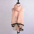 High-end fashion women long solid color skull chiffon silk scarf shawl wrap - Beige