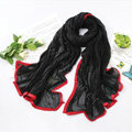 High-end fashion women real silk long soft solid color scarf shawl wrap - Black