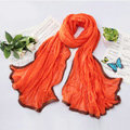 High-end fashion women real silk long soft solid color scarf shawl wrap - Orange