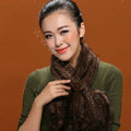 Knitted Mink fur scarf women winter warm female Flower wave neck wraps - Coffee