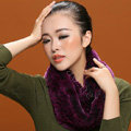 Knitted Rex rabbit fur scarf women winter warm female Circle neck wrap - Purple