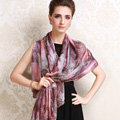 Luxury women autumn and winter long 100% mulberry silk leopard print scarf shawl - Pink