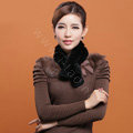 Rex rabbit fur scarf fashion women winter warm scarves female neck wrap - Black